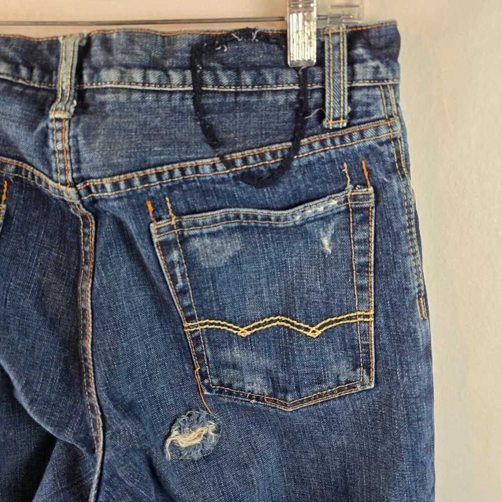 American Eagle Jeans Mens 30x30 Blue Bootcut Distressed 100% Cotton Denim Y2k